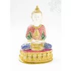 Amitabha Buddha réz szobor, fehér-arany és színes - 24 cm