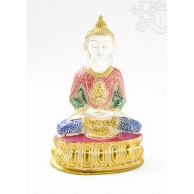   Amitabha Buddha réz szobor, fehér-arany és színes - 24 cm