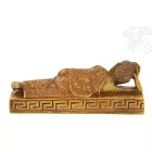 Fekvő Buddha csont színű rezin szobor - 11 cm