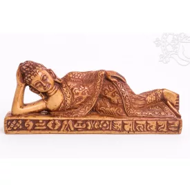 Fekvő Buddha csont színű rezin szobor - 23 cm