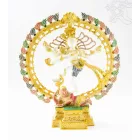Táncoló Shiva réz szobor, fehér-arany és színes - 42 cm