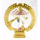 Táncoló Shiva réz szobor, fehér-arany és színes - 42 cm