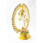 Táncoló Shiva réz szobor, fehér-arany és színes - 42 cm
