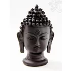 Buddha fej szobor, rezin, fekete - 18 cm