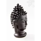 Buddha fej szobor, rezin, fekete - 18 cm