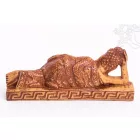 Fekvő Buddha csont színű rezin szobor - 23 cm