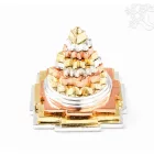 Meru csakra (Srí yantra) réz szobor, 3 színű - 4,5 cm