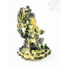 Ganesha lótuszon réz szobor, arany és sötétzöld - 6 cm