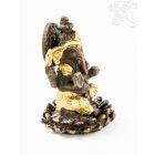 Ganesha lótuszon réz szobor, arany-bronz - 6 cm
