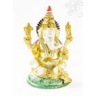Ganesha réz szobor, fehér-arany és színes - 12 cm