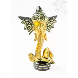   Ganesha absztrakt réz szobor, arany és sötétzöld - 12 cm