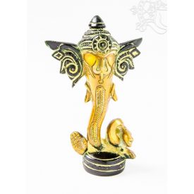   Ganesha absztrakt réz szobor, arany és sötétzöld - 12 cm