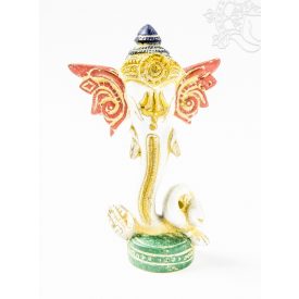   Ganesha absztrakt réz szobor, fehér-arany és színes - 12 cm