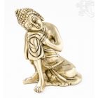 Gondolkodó Buddha, réz, matt sárga - 16 cm