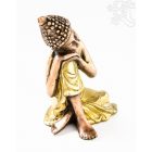 Gondolkodó Buddha, réz, arany-bronz - 16cm