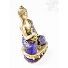 Áldó Buddha réz szobor, kővel berakott - 14 cm