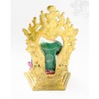 Áldó Buddha réz szobor trónon, fehér-arany és színes - 30 cm