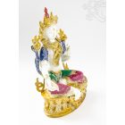 Zöld Tara réz szobor, fehér-arany és színes - 30 cm