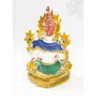 Zöld Tara réz szobor, fehér-arany és színes - 30 cm