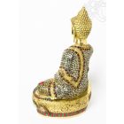 Shakyamuni Buddha réz szobor, hatalmas, kővel berakott különlegesség - 53 cm