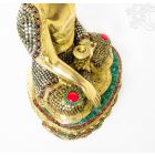 Shakyamuni Buddha réz szobor, hatalmas, kővel berakott különlegesség - 53 cm