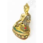 Shakyamuni Buddha réz szobor, hatalmas, kővel berakott különlegesség - 53 cm