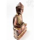 Amitabha Buddha fa faragott szobor, vörös-arany - 30 cm