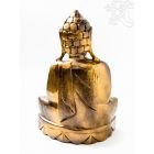 Amitabha Buddha fa faragott szobor, vörös-arany - 30 cm