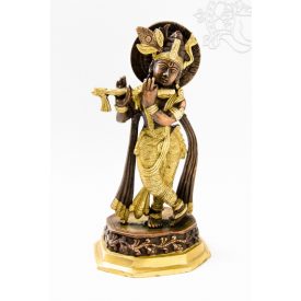 Krishna réz szobor, arany - bronz - 25 cm