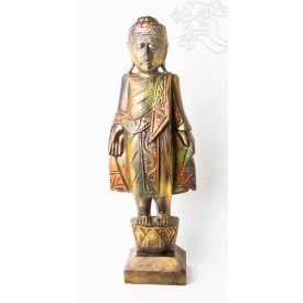 Álló Buddha fa faragott szobor - 55 cm