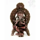 Ganesha trónon, vörös színű rezin szobor - 16 cm