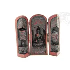 Nyitható Buddha oltár vörös színű - 13 cm