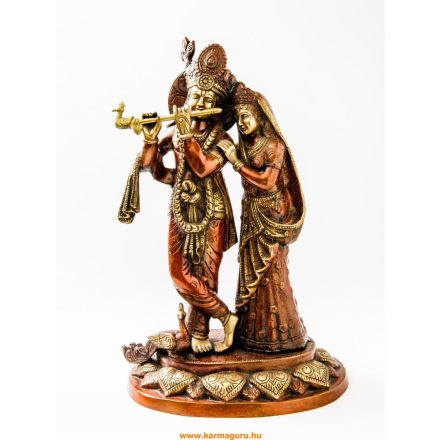 Radha Krishna réz szobor, arany - barna - 45 cm