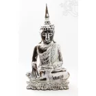 Shakyamuni Buddha fa faragott szobor, mosott fehér színű - 60 cm