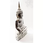 Shakyamuni Buddha fa faragott szobor, mosott fehér színű - 60 cm