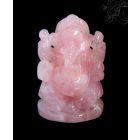 Ganesha rózsakvarc kristály szobor - 10 cm