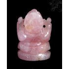Ganesha rózsakvarc kristály szobor - 10 cm