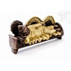 Fekvő Buddha réz szobor, arany-bronz- 16 cm