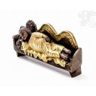 Fekvő Buddha réz szobor, arany-bronz- 16 cm