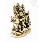 Shiva család réz szobor, matt sárga - 11 cm