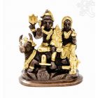 Shiva család réz szobor, arany-bronz - 11 cm