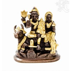 Shiva család réz szobor, arany-bronz - 11 cm