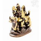 Shiva család réz szobor, arany-bronz - 11 cm