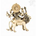 Durga istennő réz szobor, matt sárga - 18 cm