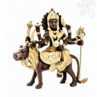 Durga istennő réz szobor, arany-bronz - 18 cm