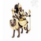 Durga istennő réz szobor, arany-bronz - 18 cm