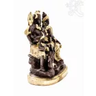 Shiva család réz szobor, arany-bronz - 15 cm