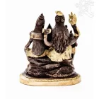 Shiva család réz szobor, arany-bronz - 15 cm