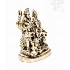 Shiva család réz szobor, matt sárga - 15 cm