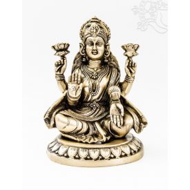 Laxmi (Lakshmi) réz szobor, matt sárga - 20 cm